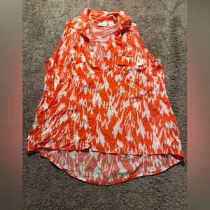 Cato Vibrant Orange and White Blouse